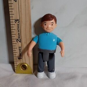 Fisher Price Loving Family Dad Dollhouse Figure Blue Shirt Grey Pants Vintage
